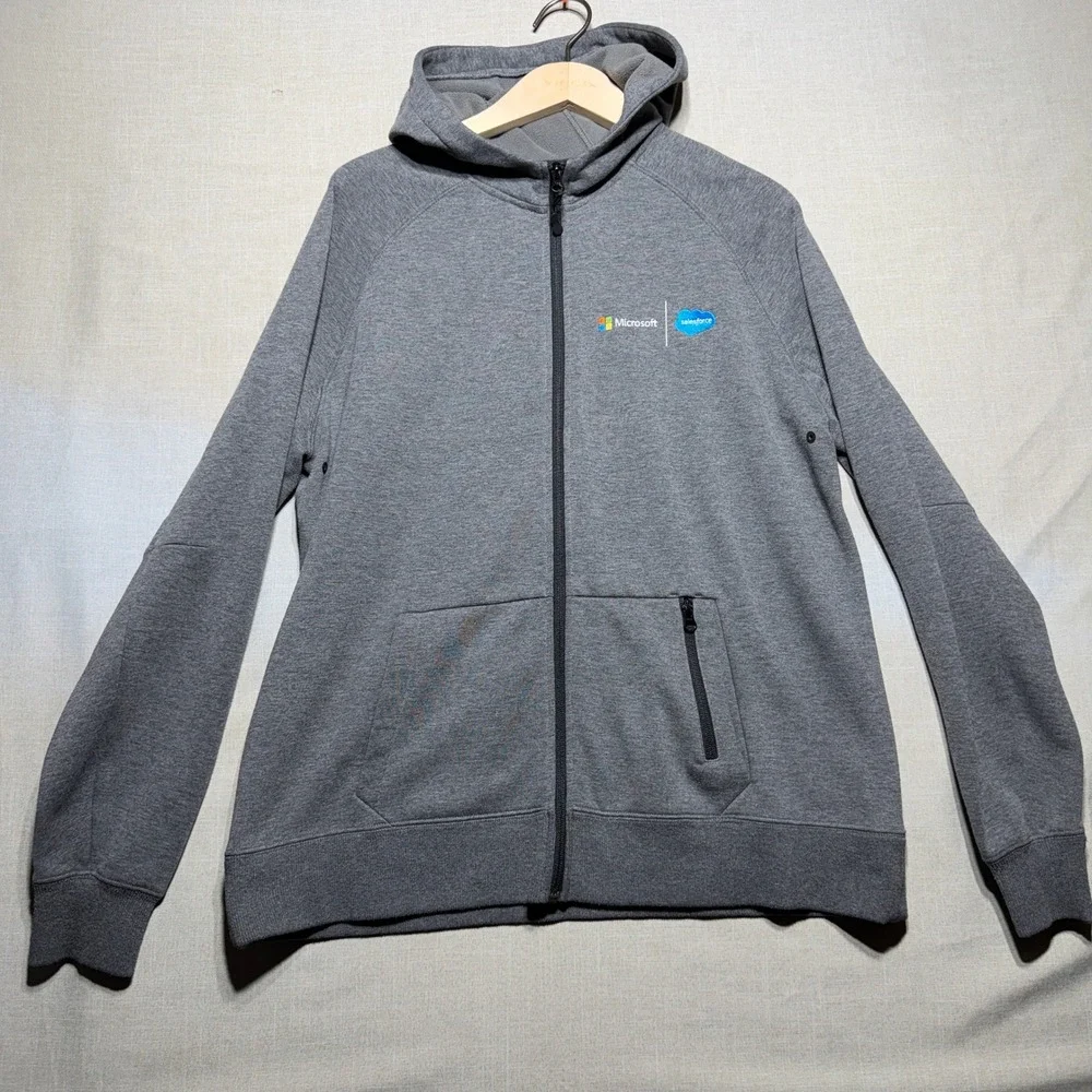 Microsoft Full Zip Hoodie Mens 2XL Gray LS Salesforce Tech Swag LQK00039